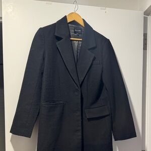Line and Dot Black Long Coat